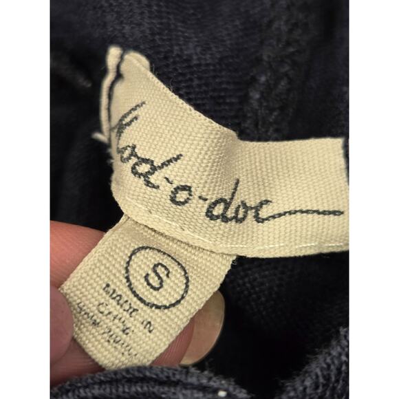 Mod-o-Doc Navy Blue 100% Linen Hooded Button Front Long Blouse Shirt Small - Picture 2 of 4